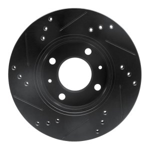 Hyundai Accent Brake Rotor (1) - Front Right - R1 Concepts - Drilled & Slotted - Black - `00-`02
